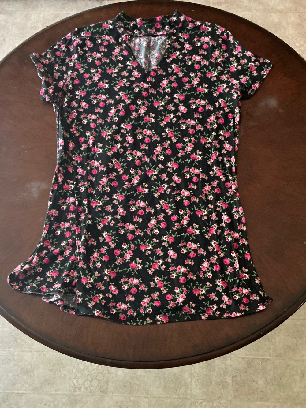 Joe Boxer - Black V-Neck Tunic with Pink Floral Print